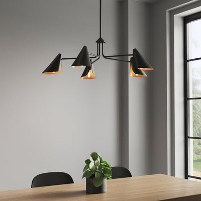10.75'' Warhol Matte Black 5 Light Chandelier