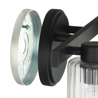 Bedminster 14-inch 2-light Matte Black Vanity Light with Clear Ribbed Glass Shades