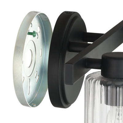 Bedminster 14-inch 2-light Matte Black Vanity Light with Clear Ribbed Glass Shades