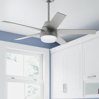52 inch Aerodyne Wi-Fi Matte Silver Ceiling Fan with LED Light Kit and Handheld Remote