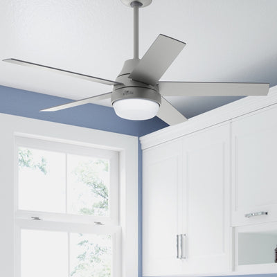 52 inch Aerodyne Wi-Fi Matte Silver Ceiling Fan with LED Light Kit and Handheld Remote