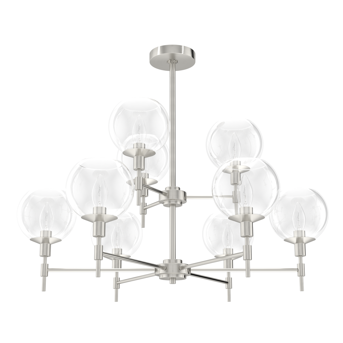 Xidane 32-inch 9-light Brushed Nickel Chandelier with Clear Glass