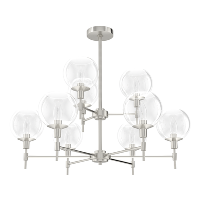 Xidane 32-inch 9-light Brushed Nickel Chandelier with Clear Glass