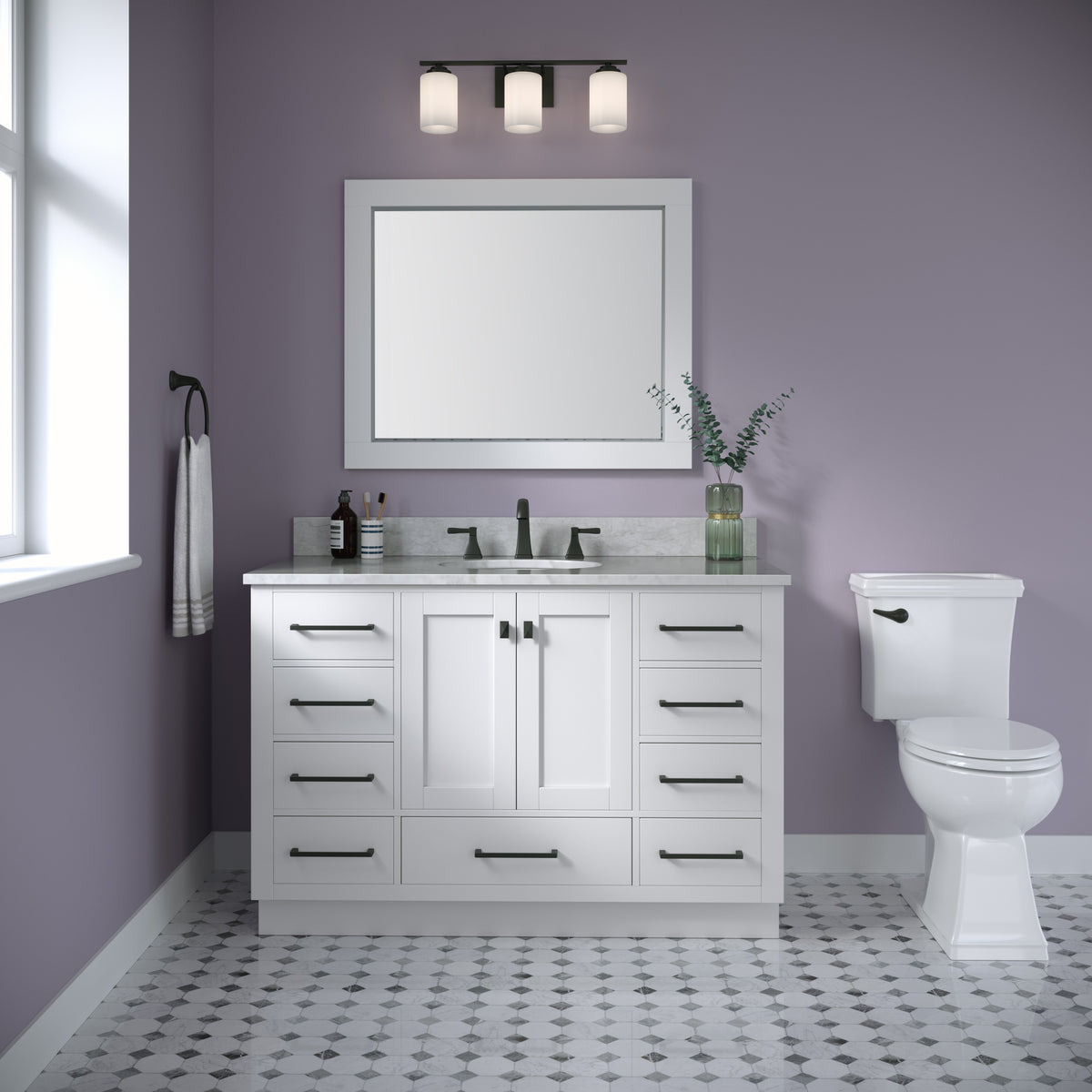 22'' Durham Matte Black 3 Light Bath Vanity