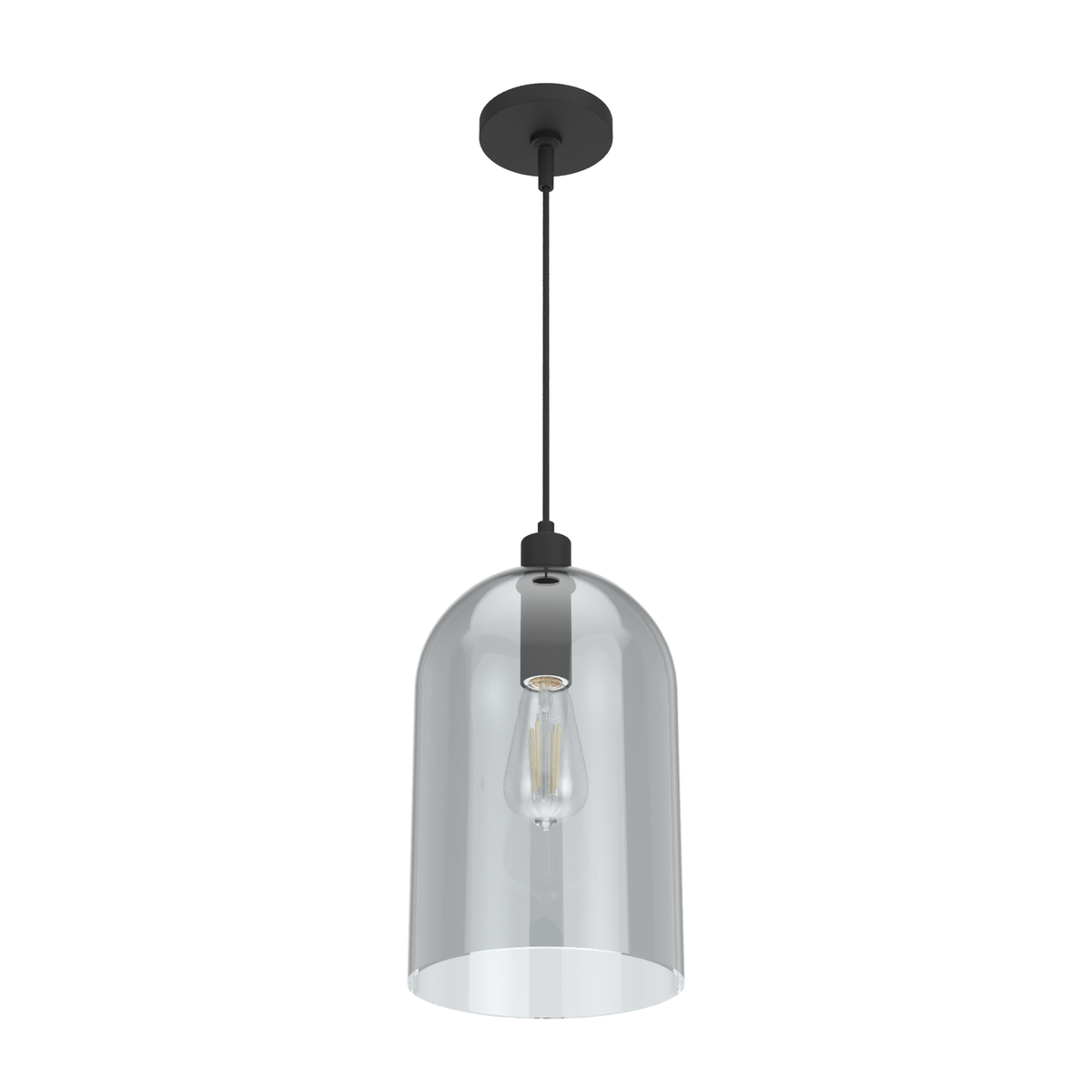 Lochemeade 9-inch 1-light Natural Black Iron Pendant with Smoked Glass