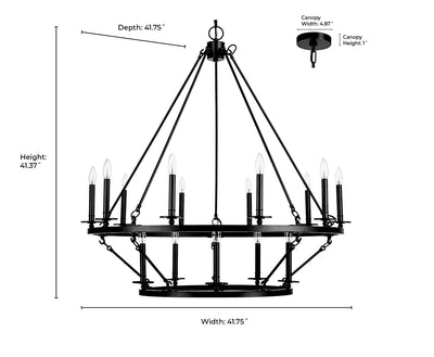42.75'' Florence Matte Black 15 Light Chandelier