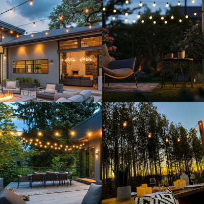 14-foot Black G16 LED String Light Kit with 10 Bulbs, 2700K, 2-Pack