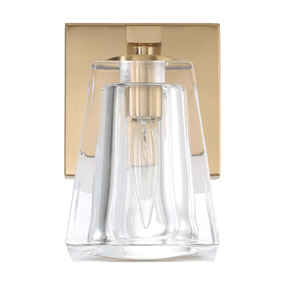 Valentin 4-inch 1-light Champagne Gold Vanity Light with Clear Pressed Glass Shade