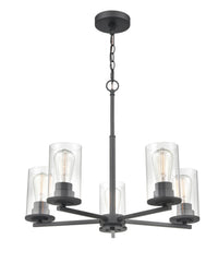 24-inch Verlana Matte Black 5-Light Clear Glass Chandelier