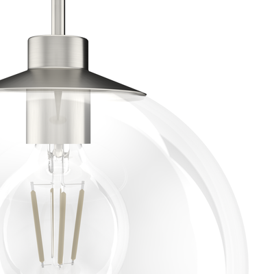 Xidane 14-inch 1-light Brushed Nickel Globe Pendant with Clear Glass