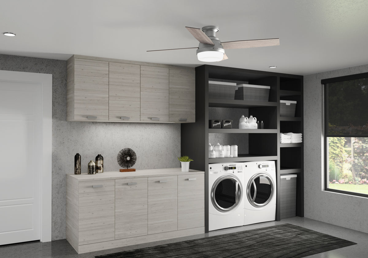 52 inch Dempsey Matte Silver Low Profile Ceiling Fan with LED Light Kit and Handheld Remote