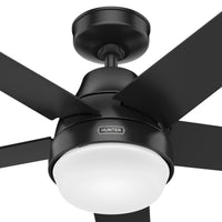 52 inch Aerodyne Wi-Fi Matte Black Ceiling Fan with LED Light Kit and Handheld Remote