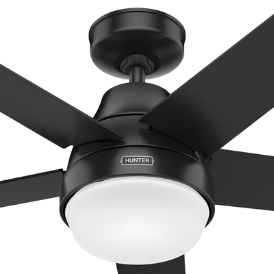 52 inch Aerodyne Wi-Fi Matte Black Ceiling Fan with LED Light Kit and Handheld Remote
