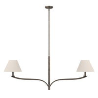 Bethany 56-inch 2-light Forged Bronze Linear Chandelier with Natural Linen Shades