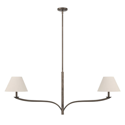 Bethany 56-inch 2-light Forged Bronze Linear Chandelier with Natural Linen Shades