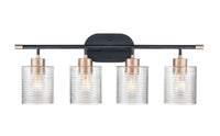 28.25'' Renitta Matte Black/Modern Gold 4 Light Bath Vanity