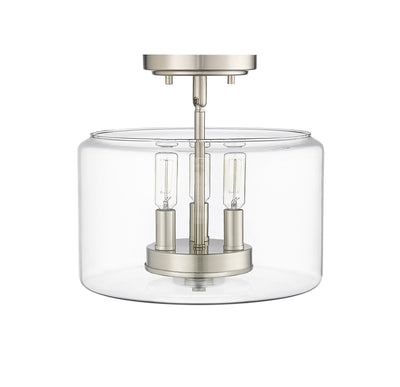 10.6'' Asheville Brushed NickelClear 3 Light Semi-Flush Mount