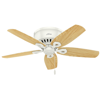 42 inch Builder Snow White Low Profile Ceiling Fan with LED Light Kit and Pull Chain