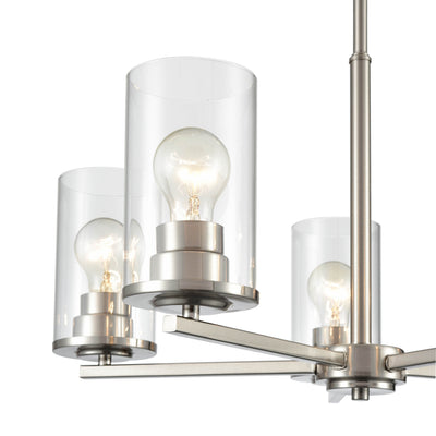 24-inch Verlana Brushed Nickel 5-Light Clear Glass Chandelier