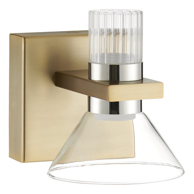 Blake 5-inch 2-light Champagne Gold and Polished Nickel 5CCT LED Vanity Light with Clear and Clear Ribbed Glass