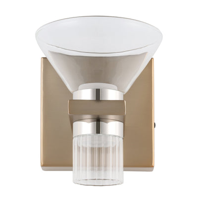 Blake 5-inch 2-light Champagne Gold and Polished Nickel 5CCT LED Vanity Light with Clear and Clear Ribbed Glass