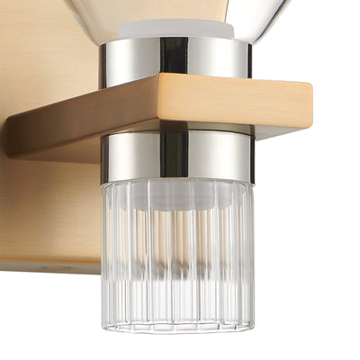 Blake 5-inch 2-light Champagne Gold and Polished Nickel 5CCT LED Vanity Light with Clear and Clear Ribbed Glass