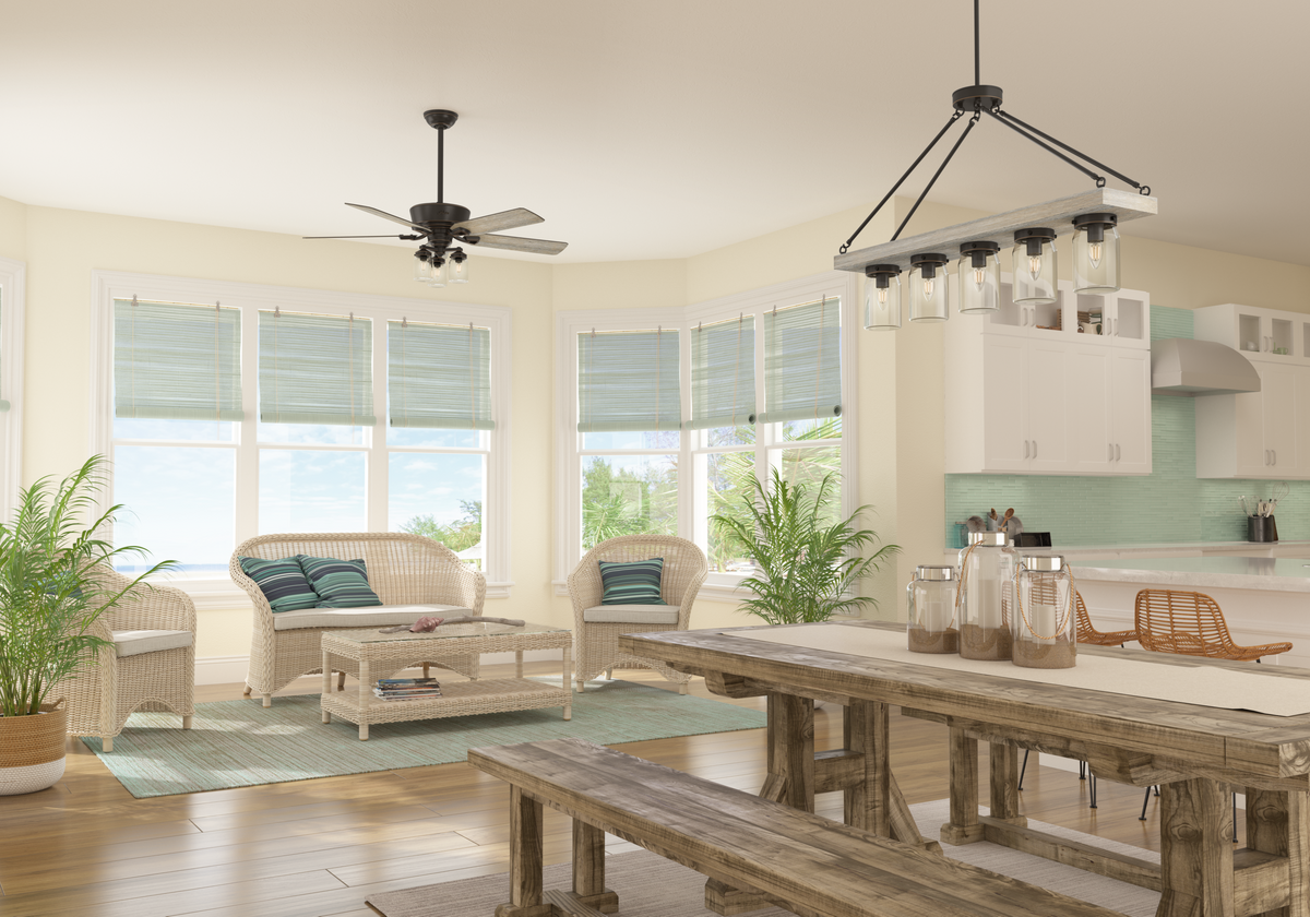 Devon Park 38-inch 5-light Onyx Bengal and Barnwood Linear Chandelier with Clear Glass
