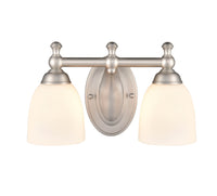 13.25-inch Satin Nickel 2-Light Etched White Glass Bathroom Vanity Light