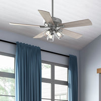 52 inch Crestfield Matte Silver Ceiling Fan with LED Light Kit and Handheld Remote