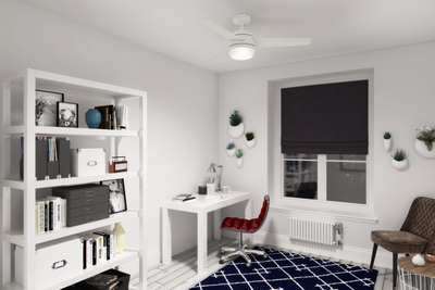 48 inch Midtown Fresh White Ceiling Fan with LED Light Kit and Handheld Remote