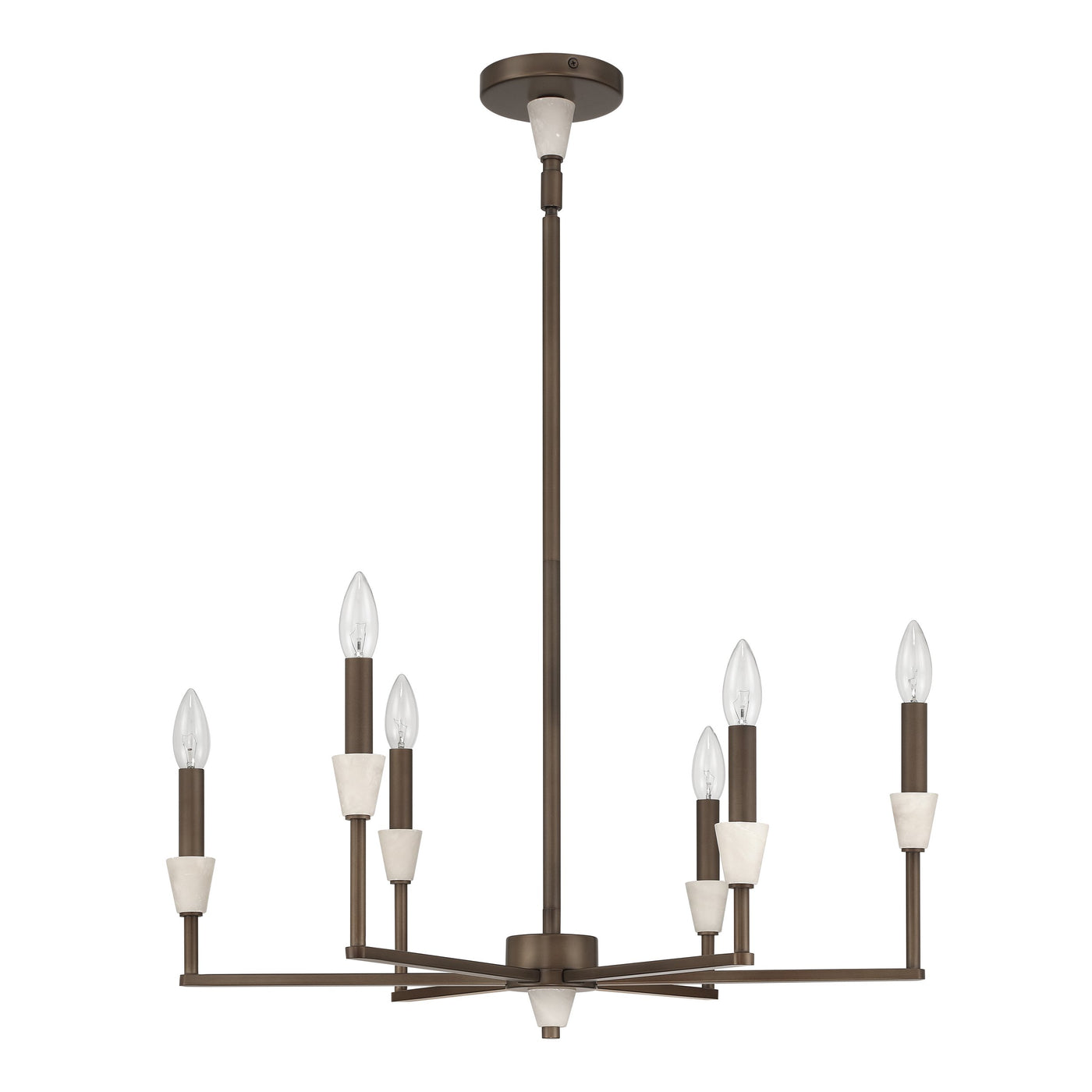 Montclair 26-inch 6-light Forged Bronze and Natural Alabaster Chandelier