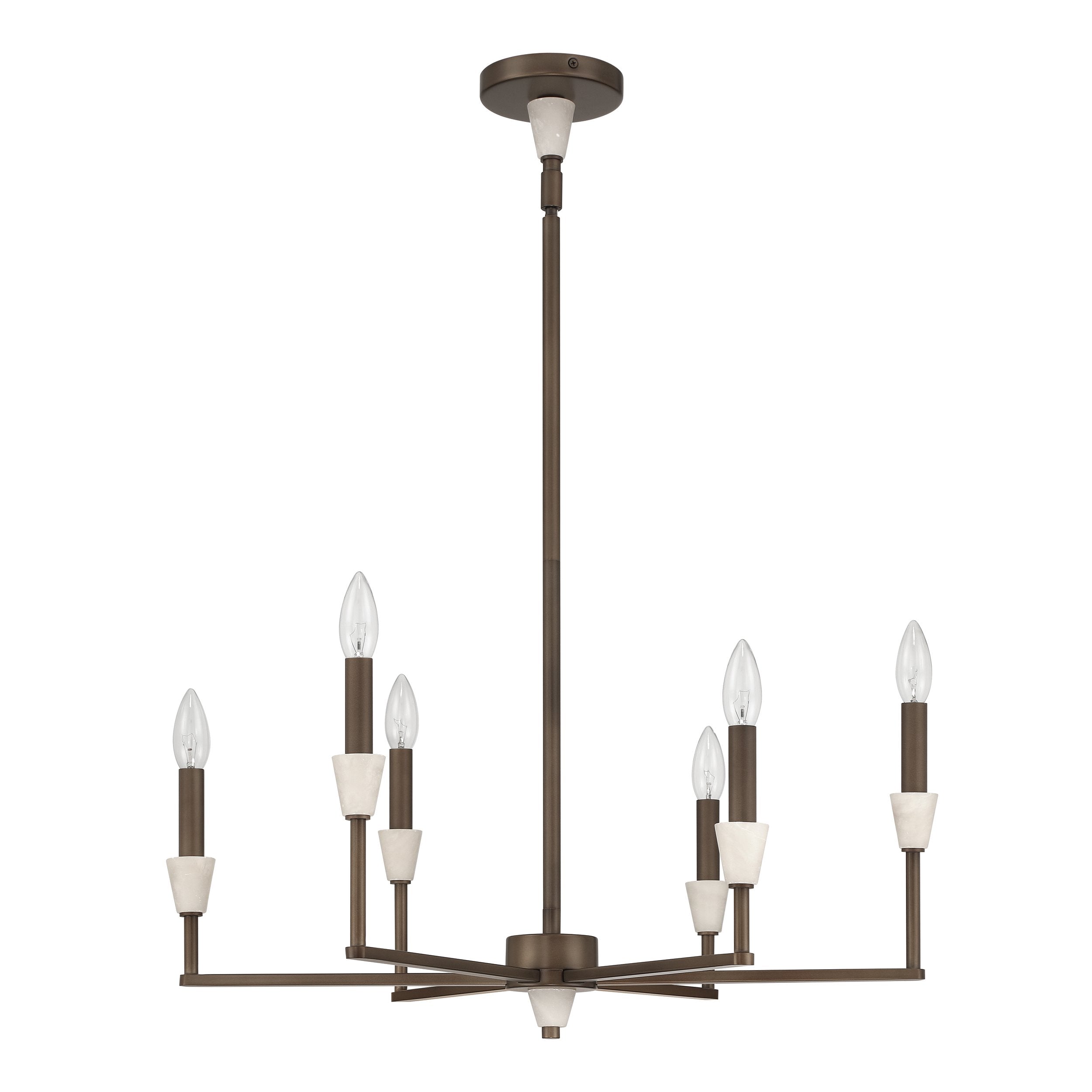 Montclair 26-inch 6-light Forged Bronze and Natural Alabaster Chandelier