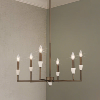 Montclair 26-inch 6-light Forged Bronze and Natural Alabaster Chandelier
