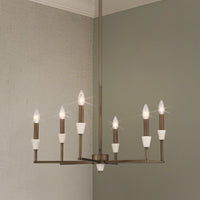 Montclair 26-inch 6-light Forged Bronze and Natural Alabaster Chandelier