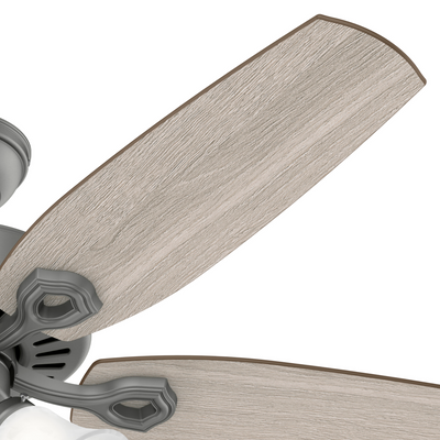 52 inch Builder Matte Silver Ceiling Fan with LED Light Kit and Pull Chain