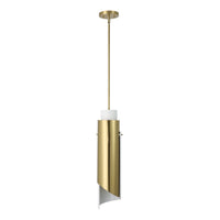 Enzio 6-inch 1-light Brushed Gold Pendant Light with Brushed Gold and Matte White Metal Shade