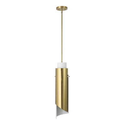 Enzio 6-inch 1-light Brushed Gold Pendant Light with Brushed Gold and Matte White Metal Shade