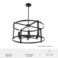 Astwood 26-inch 6-light Matte Black Drum Chandelier with Clear Glass