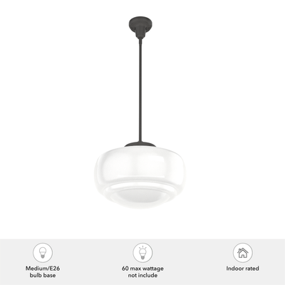 Saddle Creek 16-inch 1-light Noble Bronze Schoolhouse Pendant with Cased White Glass