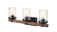 23'' Taos Matte Black/Wood Grain 3 Light Bath Vanity