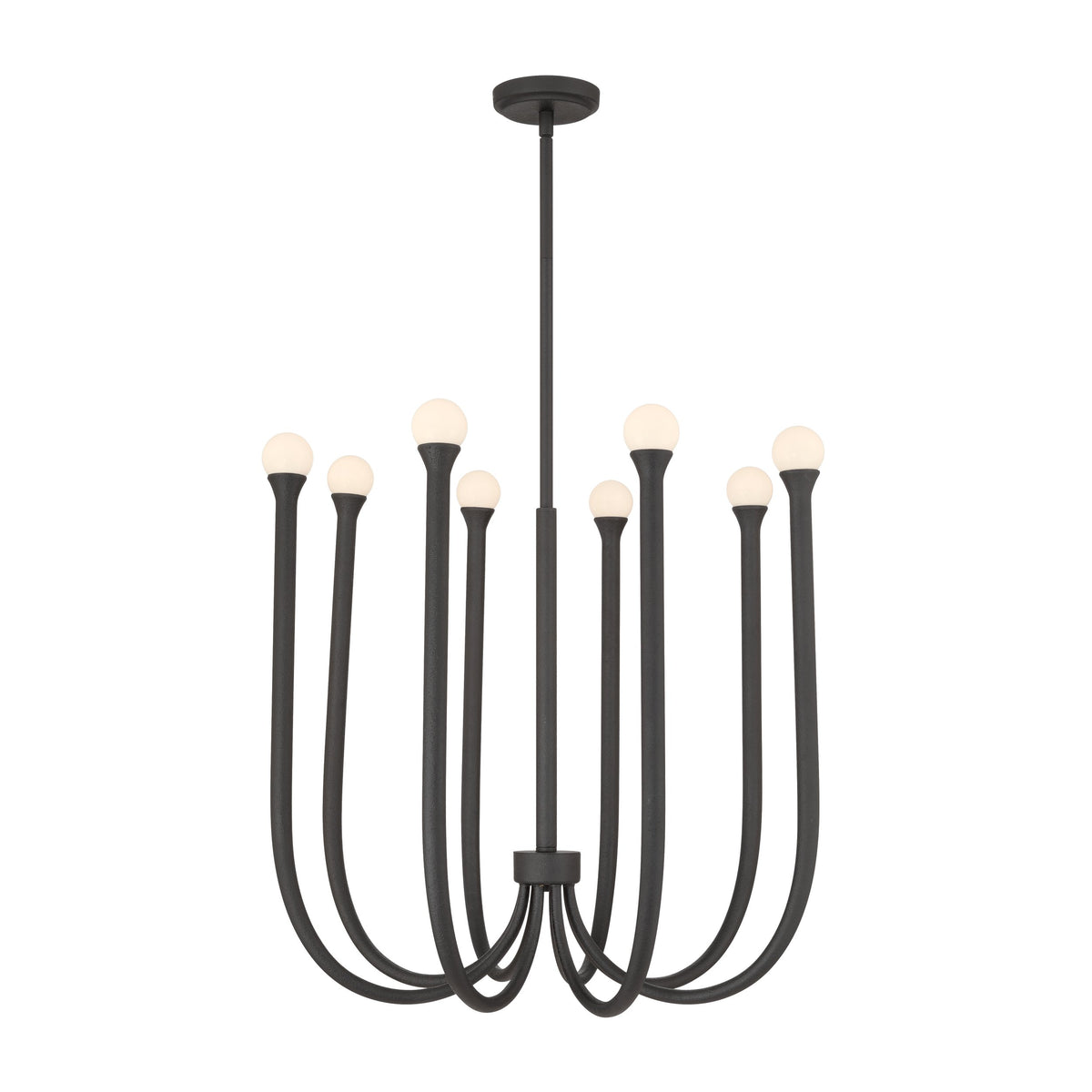 Dahlia 28-inch 8-light Plaster Black Chandelier with Opal Glass Shades