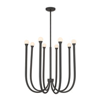 Dahlia 28-inch 8-light Plaster Black Chandelier with Opal Glass Shades
