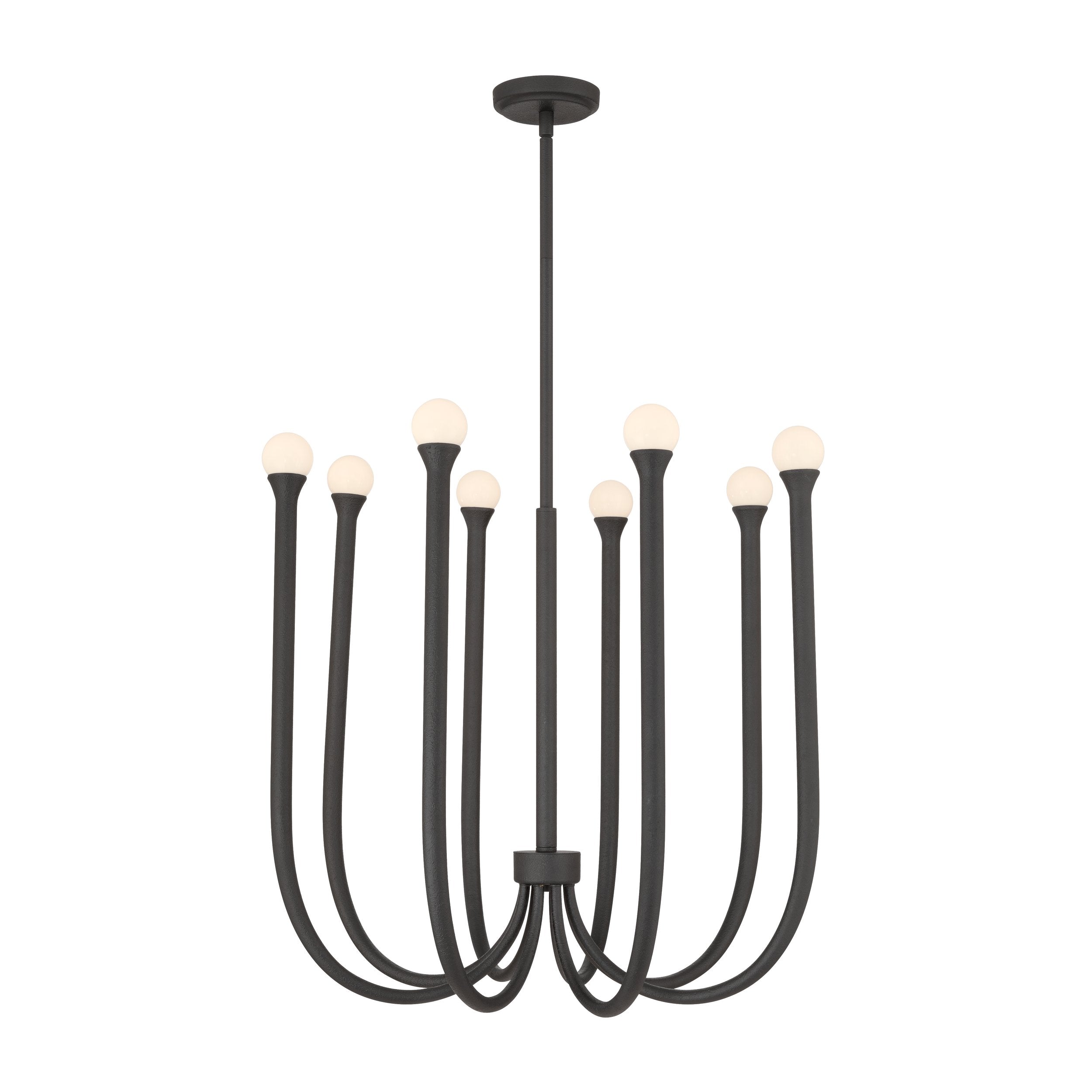 Dahlia 28-inch 8-light Plaster Black Chandelier with Opal Glass Shades