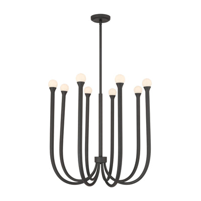Dahlia 28-inch 8-light Plaster Black Chandelier with Opal Glass Shades