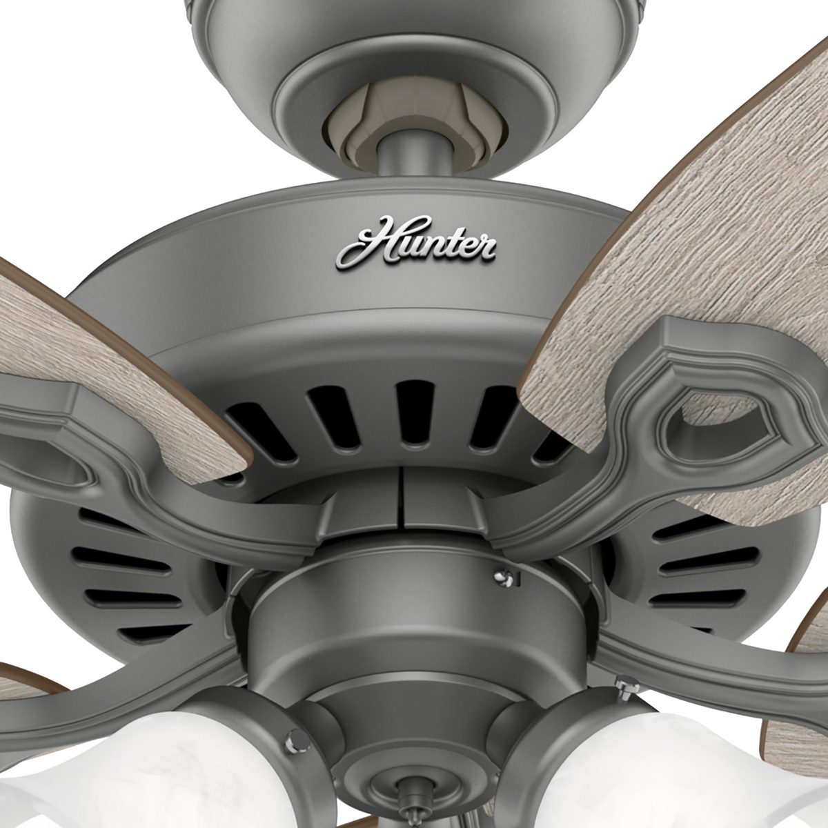 52 inch Builder Matte Silver Ceiling Fan with LED Light Kit and Pull Chain