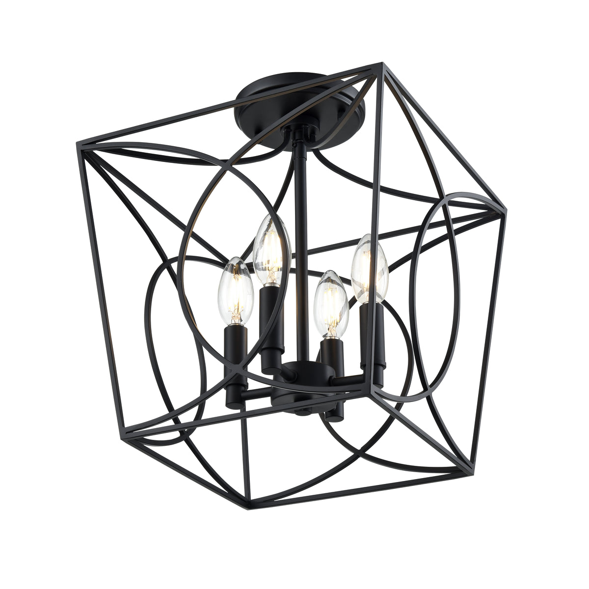 14'' Tracy Matte Black 4 Light Semi-Flush Mount