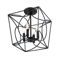 14'' Tracy Matte Black 4 Light Semi-Flush Mount