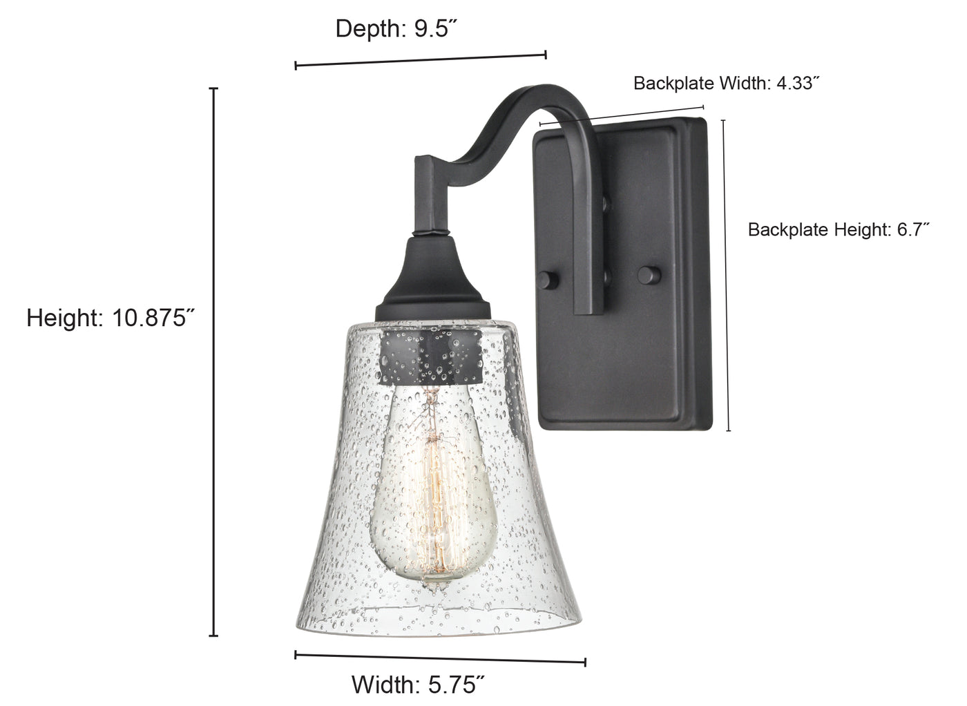 5.75'' Caily Matte Black 1 Light Wall Sconce