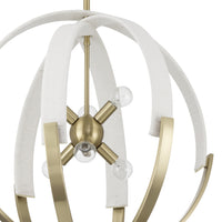 Abbey 23-inch 6-light Brass and Cream Cotton Rope Chandelier