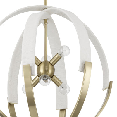 Abbey 23-inch 6-light Brass and Cream Cotton Rope Chandelier